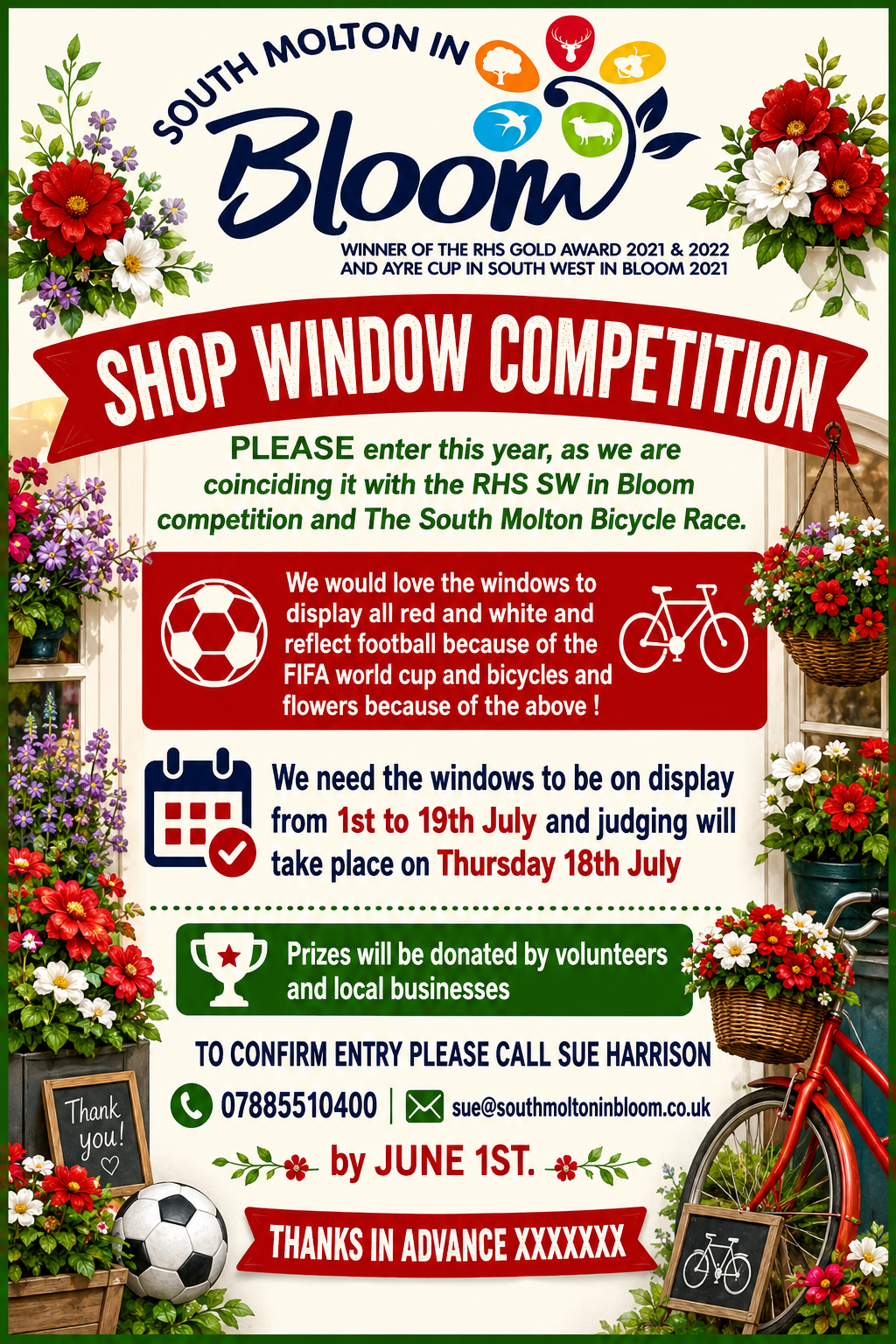 South Molton in Bloom Shop window competition 2026